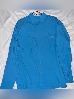 Under Armour Men’s Bright Blue Long-Sleeve Performance Button-Down